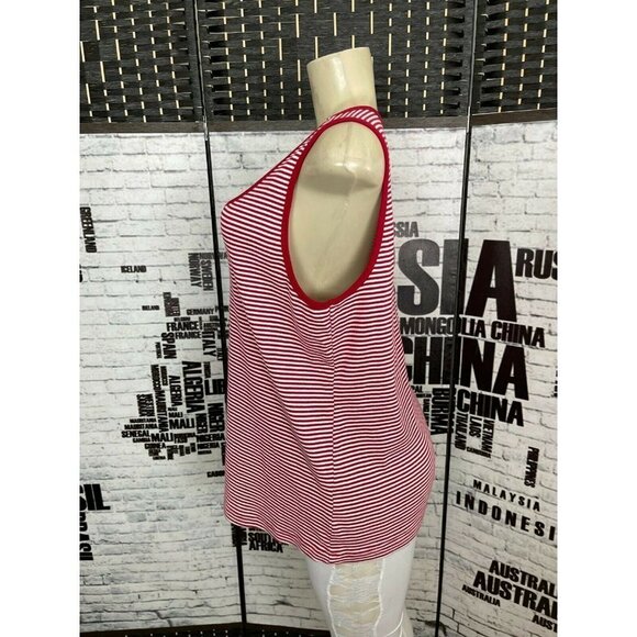 Venezia Lane Bryant Plus 18/20 Red & White Striped Scoop Neck Tank Top - Picture 5 of 6